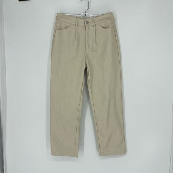 Avec Les Filles Barrel Fit Faux Leather Crop Pants Small - Picture 2 of 9